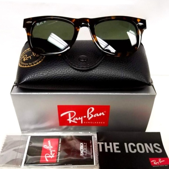 NEW Ray Ban Wayfarer Polarized Tortoise Sunglasses - Picture 1 of 6